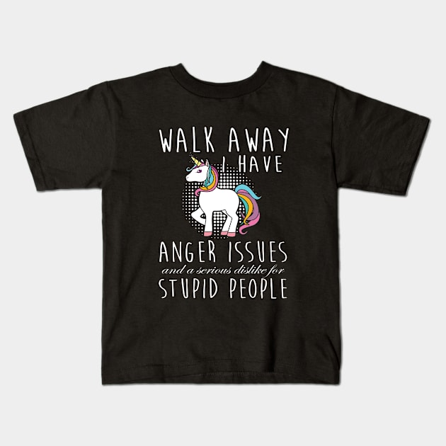 Walk Away Unicorn T Shirts Kids T-Shirt by huepham613